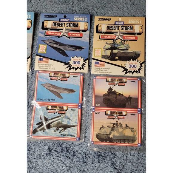 Set of 5 Vintage 1991 Troops Desert Storm Series I Trading Cards 12 Cards ea NIP - Picture 3 of 6